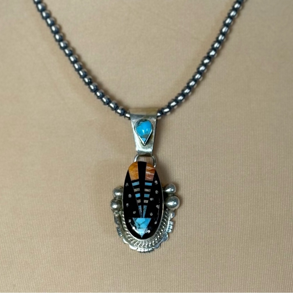 NWT Ray Jack Navajo Handmade Inlay Night Sky Pendant